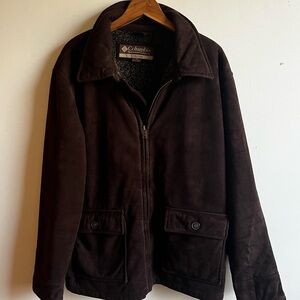 Columbia Men's XL Dark Brown Faux Leather Fleece Lined Jacket